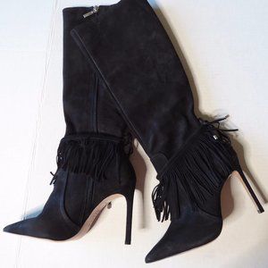 SCHUTZ GENUINE NUBUCK LEATHER WITH FRINGE ATTACHABLE DETAIL,SZ 5 B,NEW,Knee High